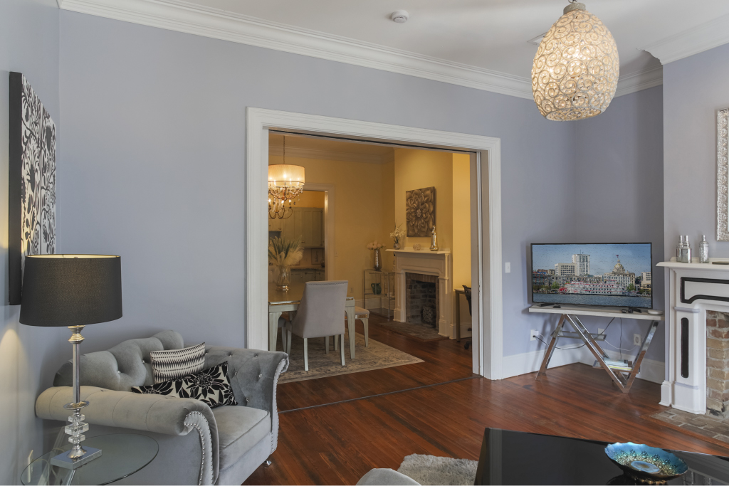 Kick back with your favorite shows or movies on the smart TV for a night in.