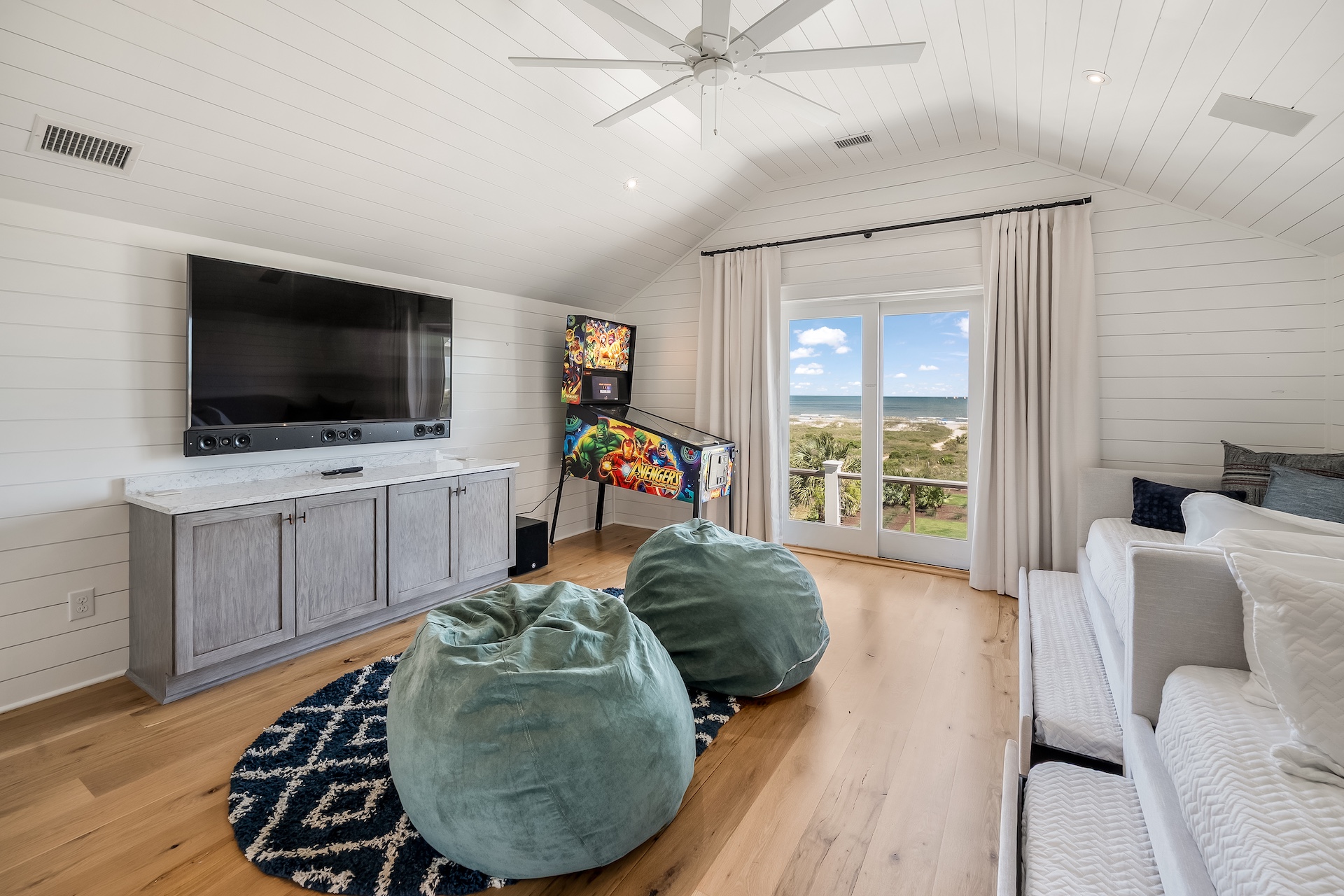Game room with 4 twin beds - 2 trundle | Beach Shelter | 3708 Palm Blvd | Isle of Palms, SC | IOP Escapes