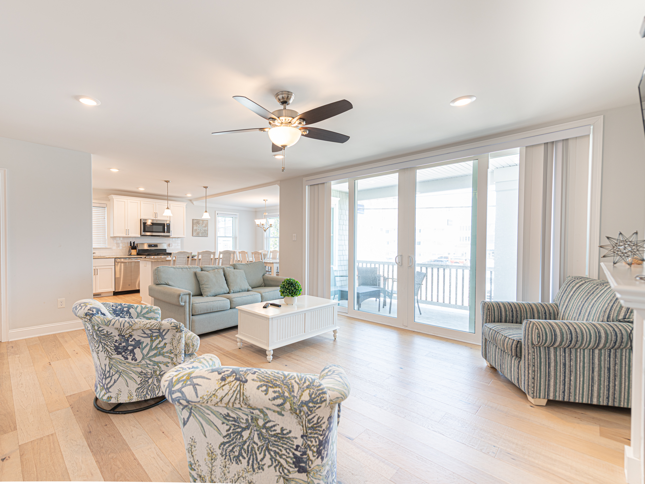 Living room with flat screen TV and sleeper sofa