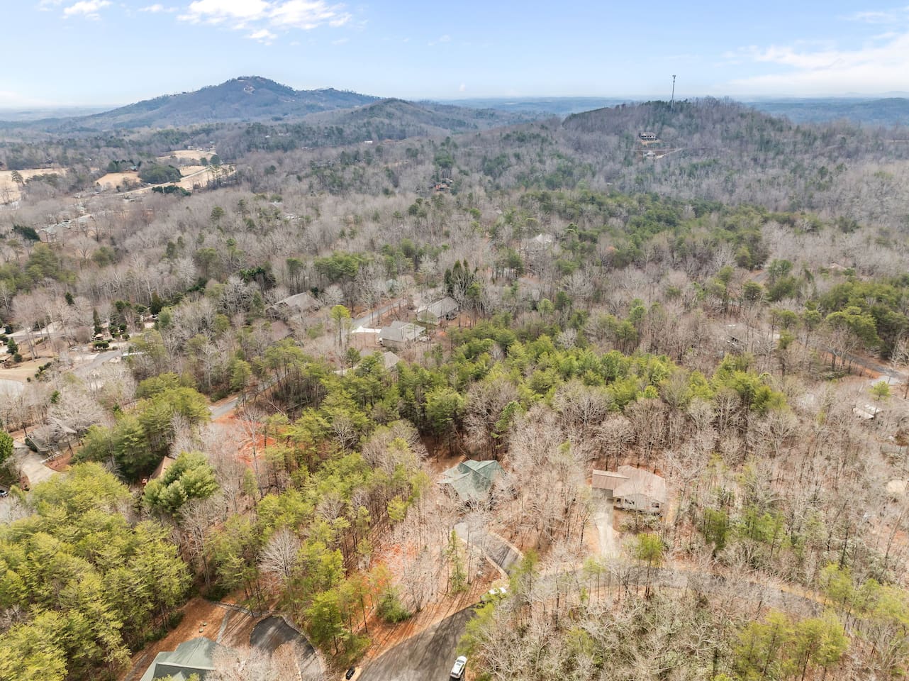 Upper drone view of the cabin