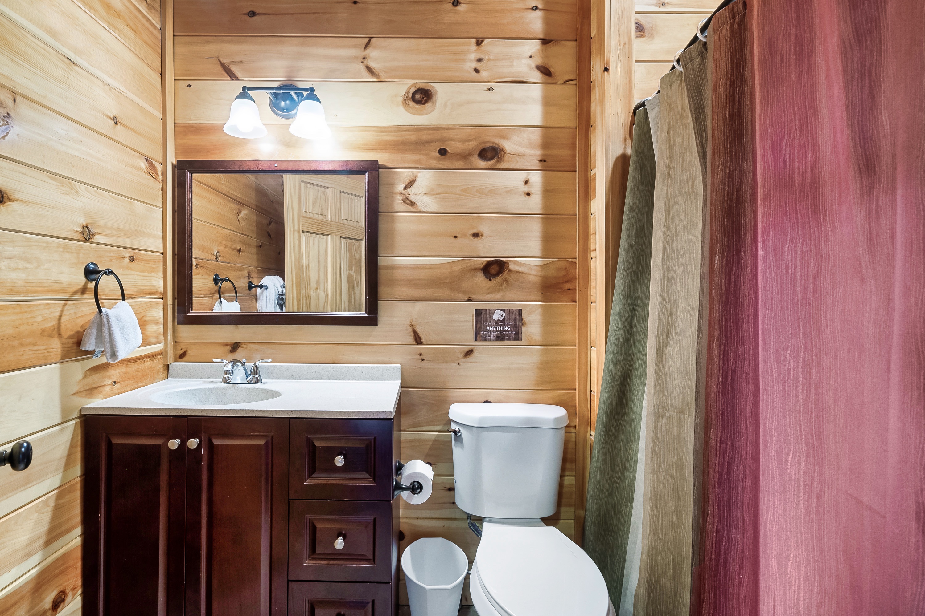 Unwind in a spa inspired bathroom that makes post adventure feel calm and refreshing.