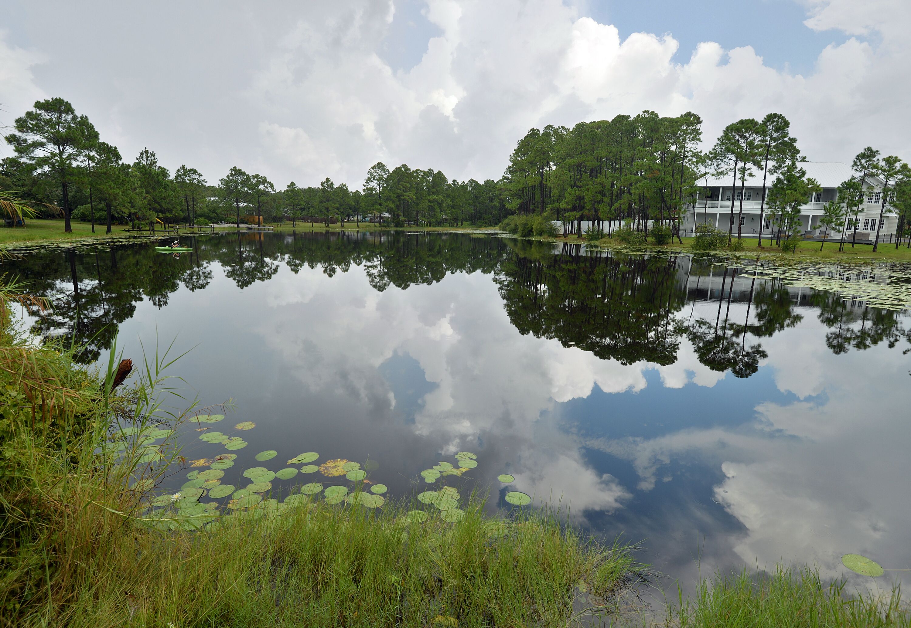 Resort borders a private lake