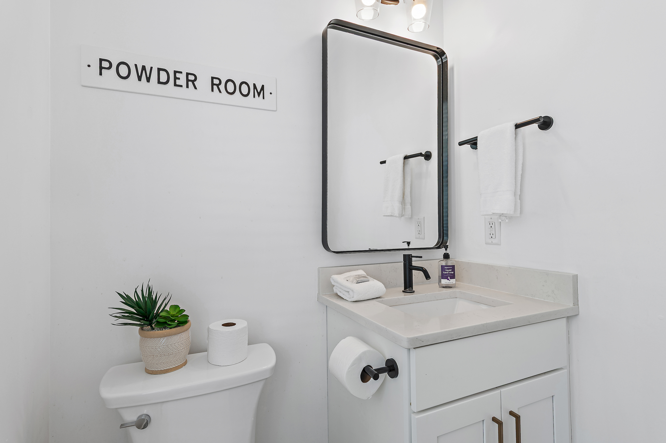 Bright Powder Room with Modern Finishes