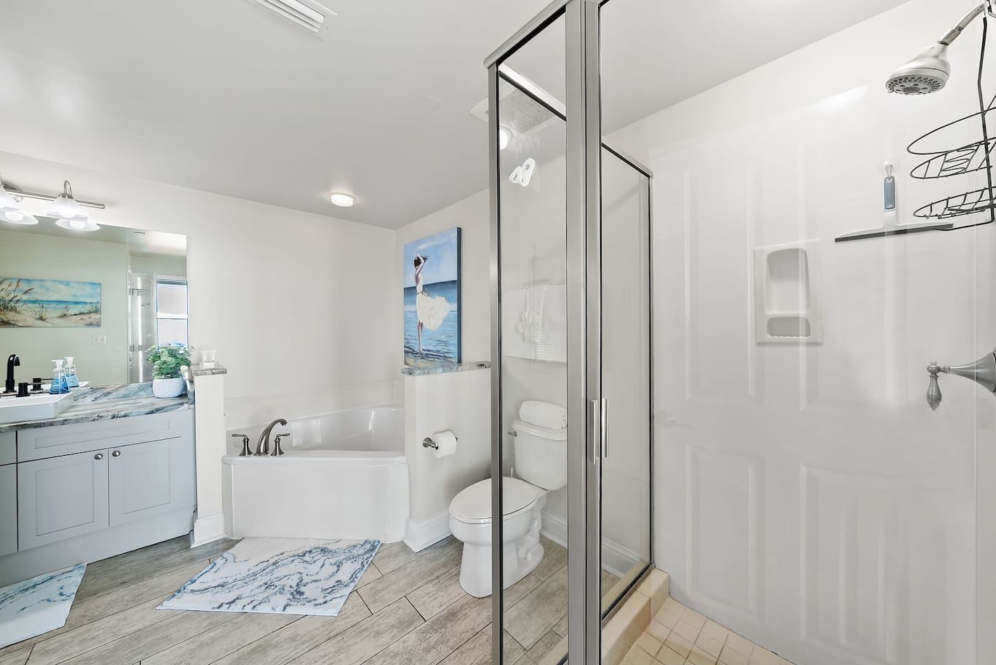 Master bathroom attached to the beach view king bedroom.