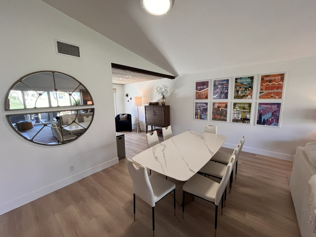 Great flow for an easy, relaxing stay at the villa.  Large dining table seats 8.