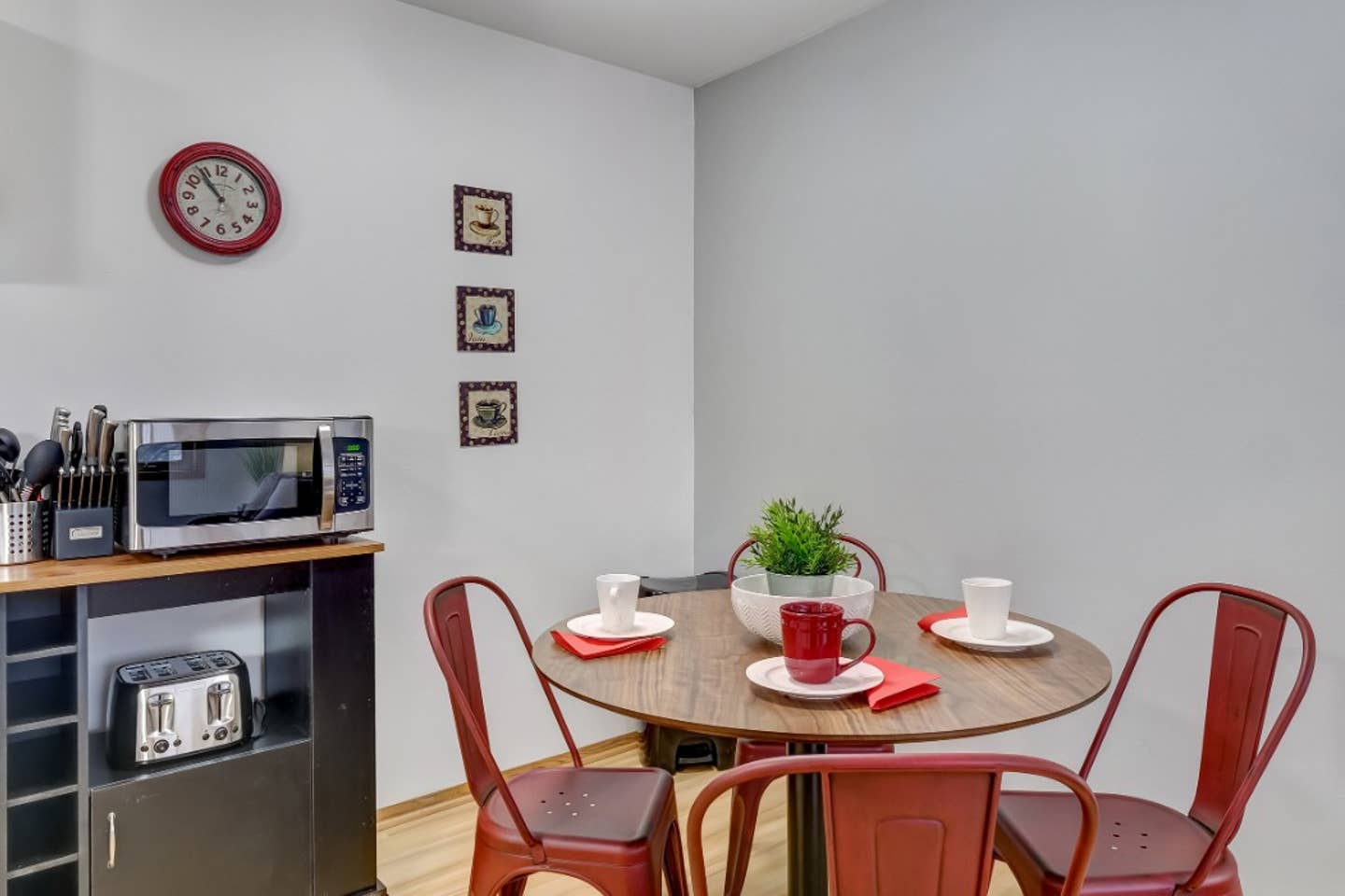 Dining space allows you to enjoy meals your own way.