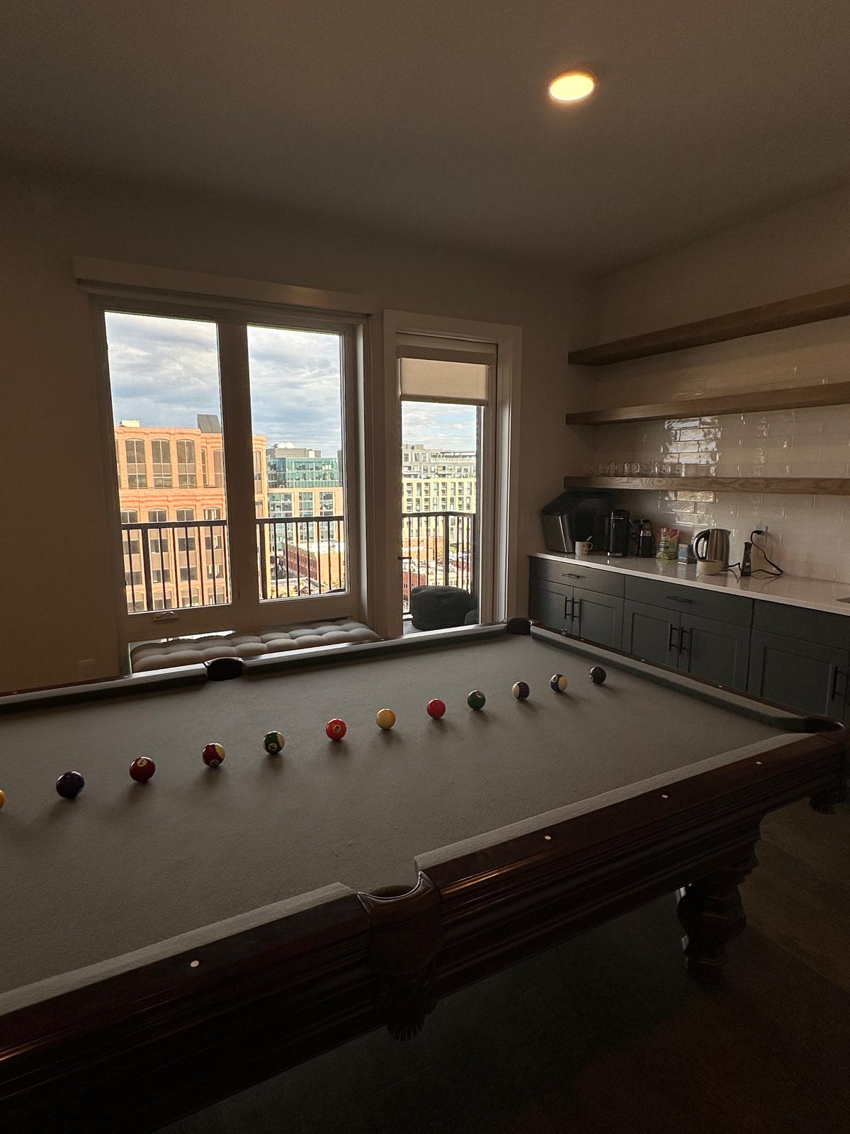 Pool Table and Bar Area With a Great View