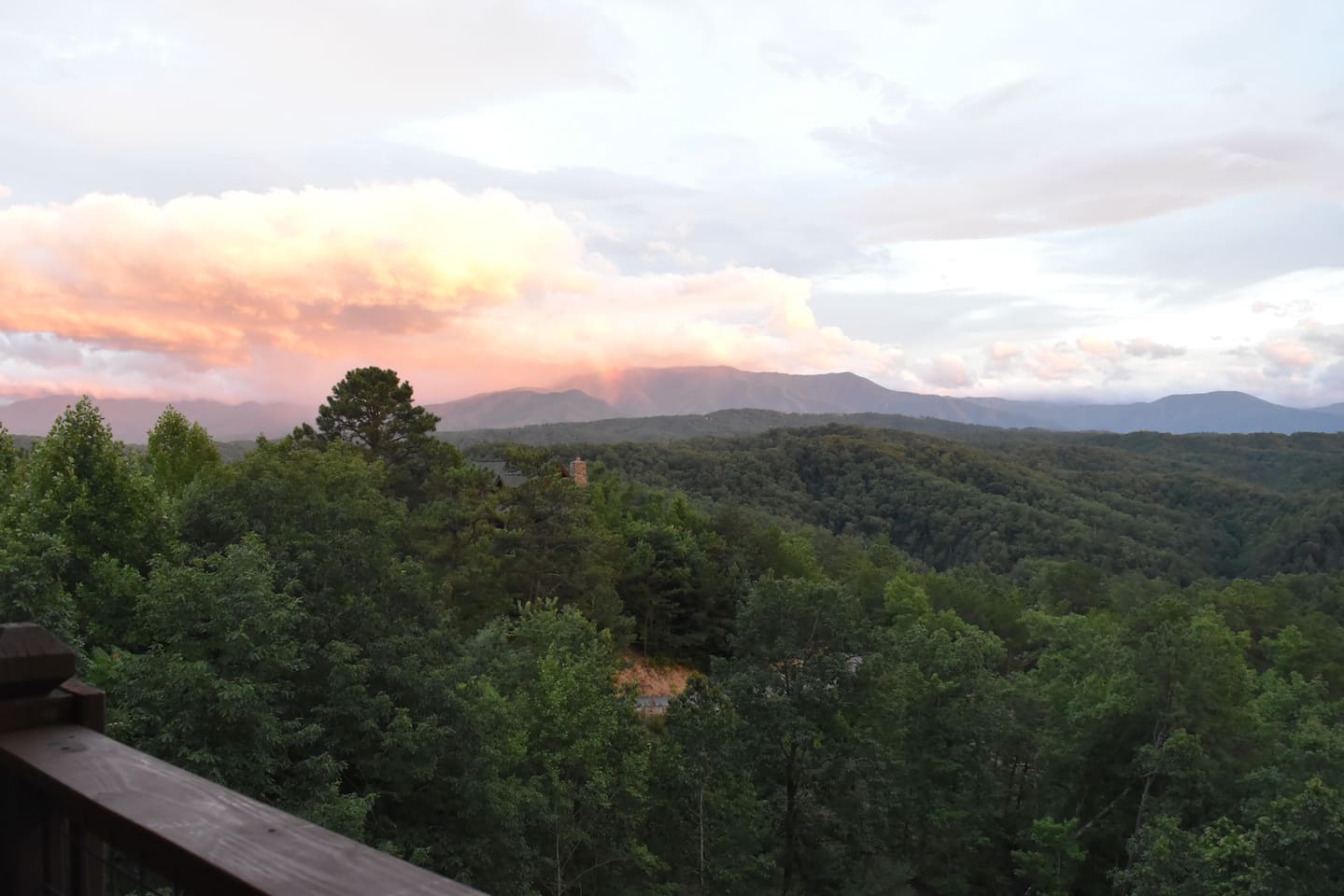 Sweeping views of Leconte and the Smokies. 