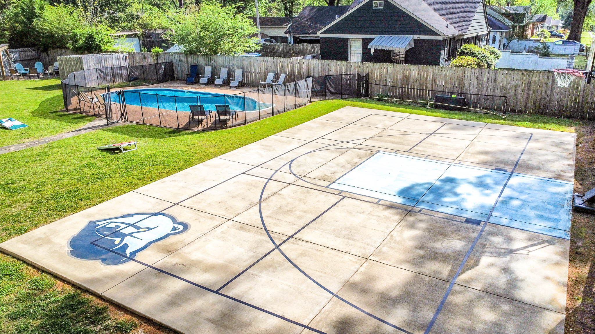 Basketball/Pickleball court and pool