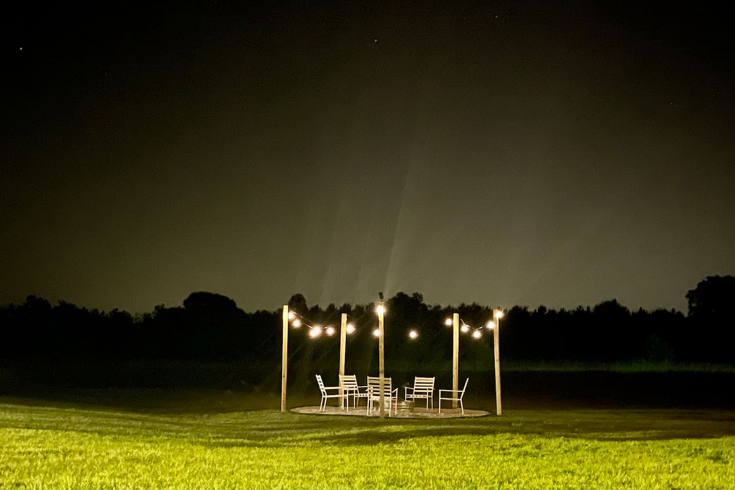 Fire pit under the night sky