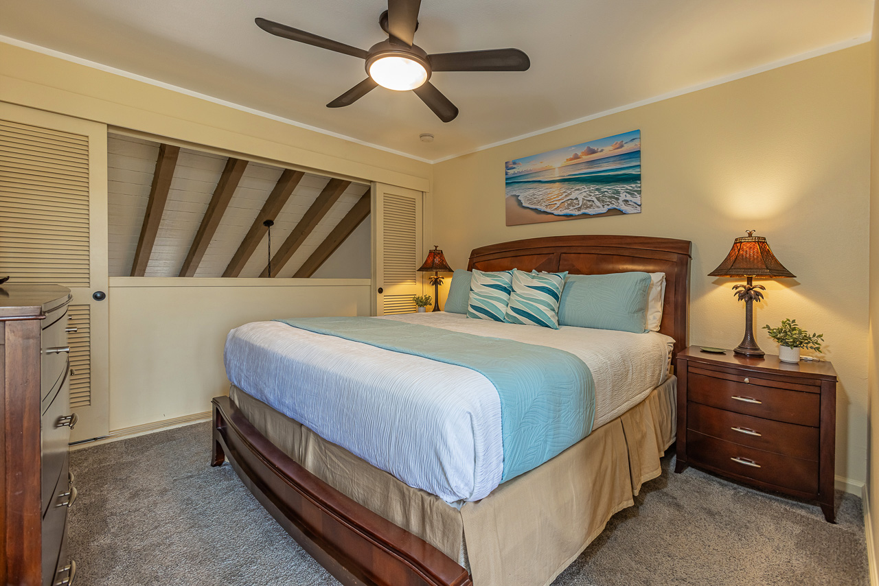 Loft suite features Cal King bed, ceiling fan and its own AC