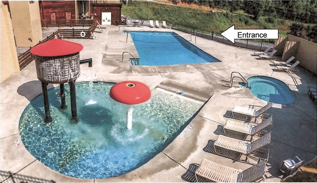 Zero entry kid’s pool with waterfall