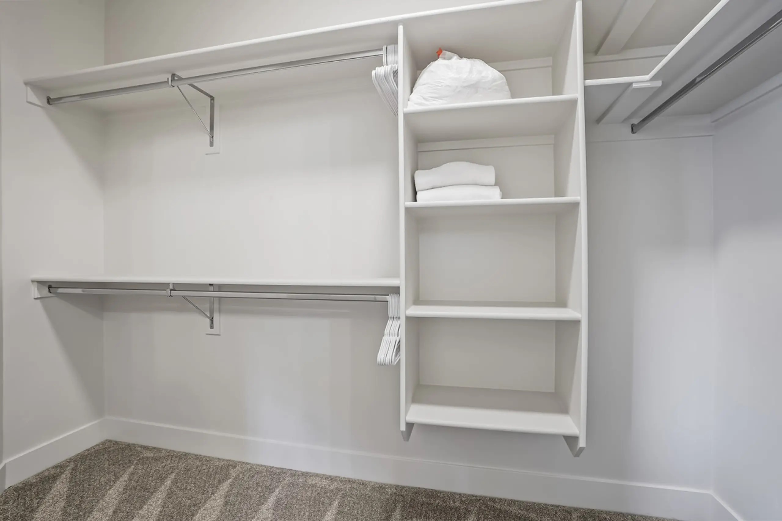 Keep organized with dedicated shelving and closet space.