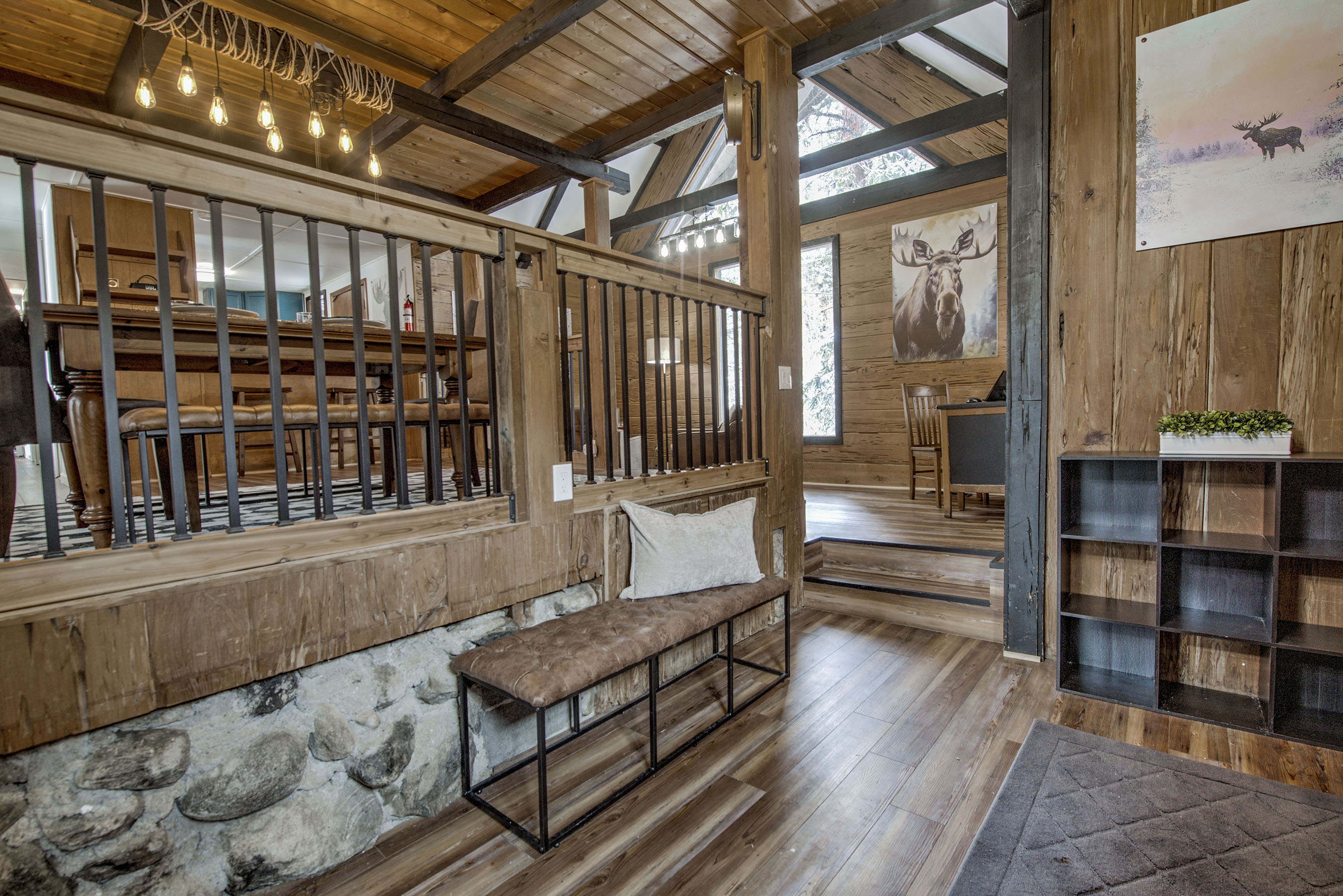 Step into your rustic retreat—warm wood tones, cozy nooks, and open flow invite you to relax, gather, and make this space truly yours. A place for everything from the outside - leave it here and relax!