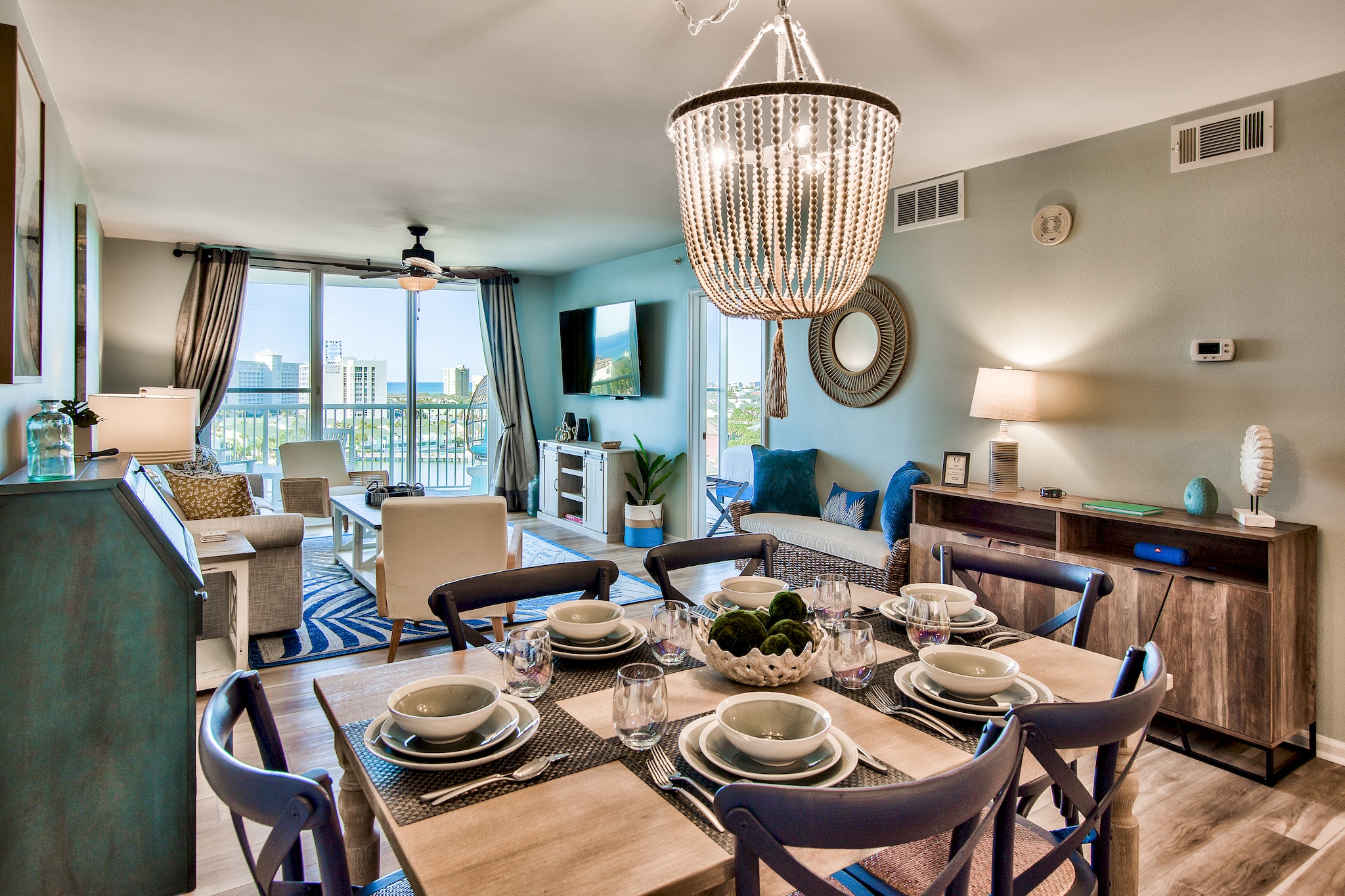 Room for six at the elegant dinning table.