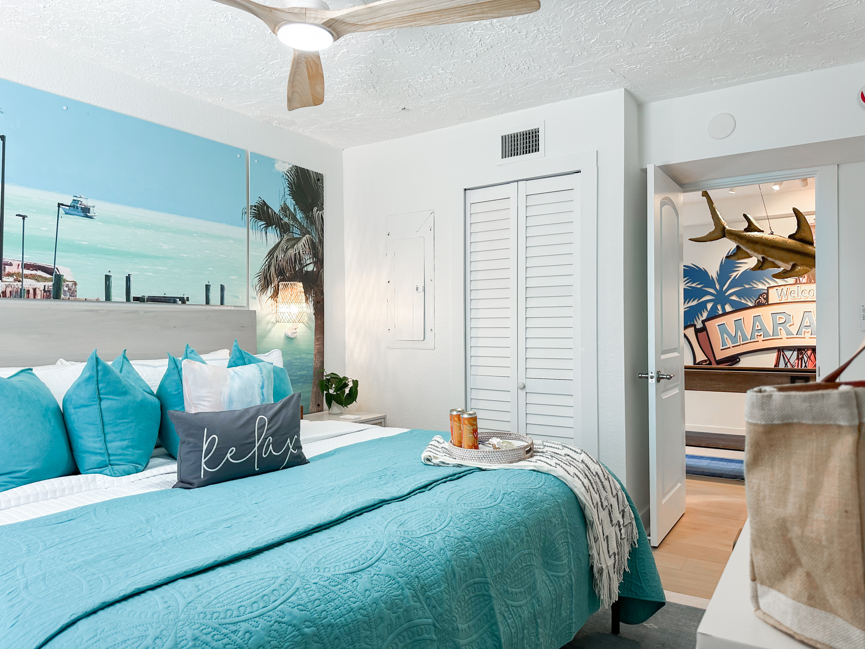 The Retro Keys bedroom is right off the downstairs game room.