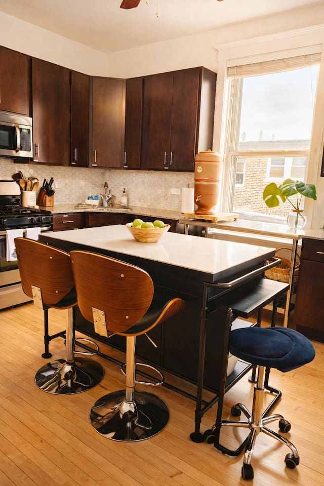 Additional dining area for group meals or remote work.