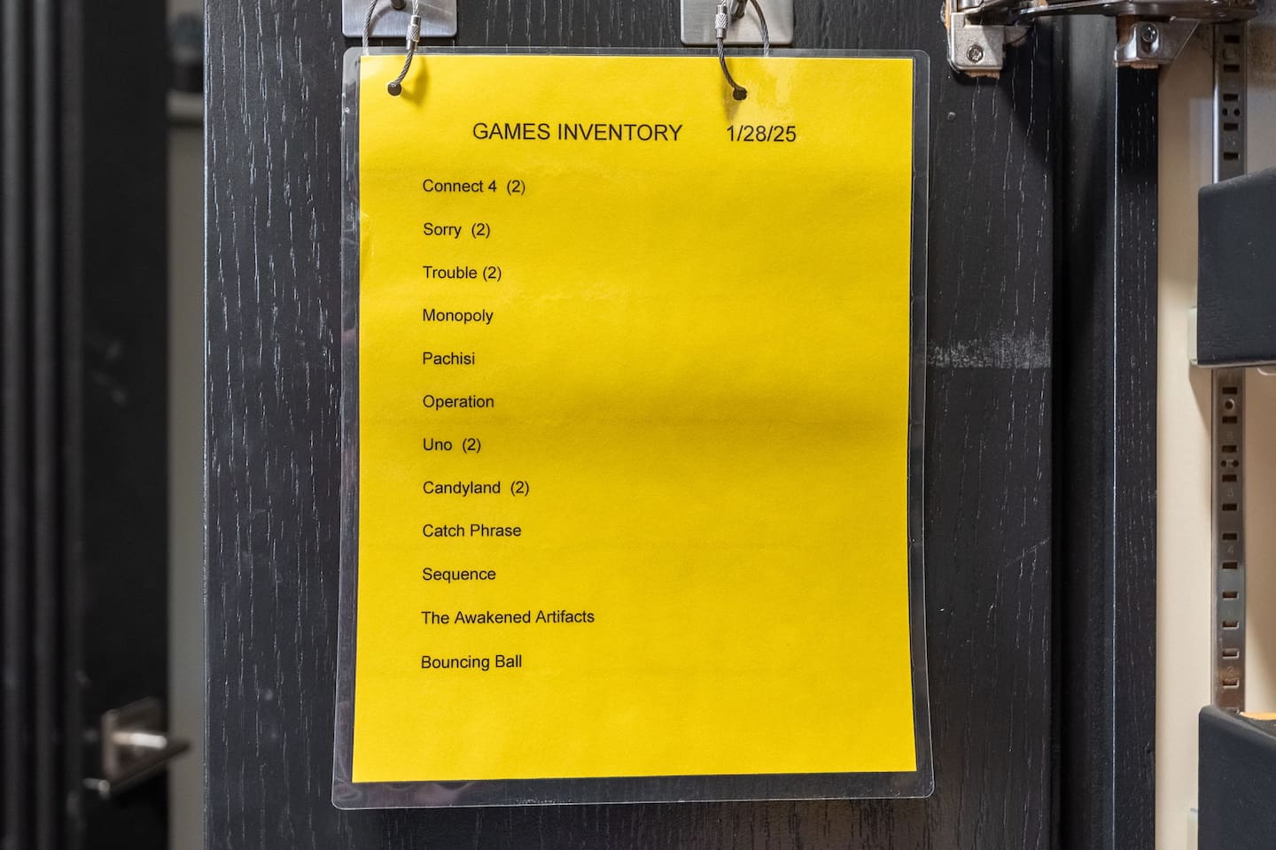 A detailed list of classic and modern board games available for endless family fun during your stay.