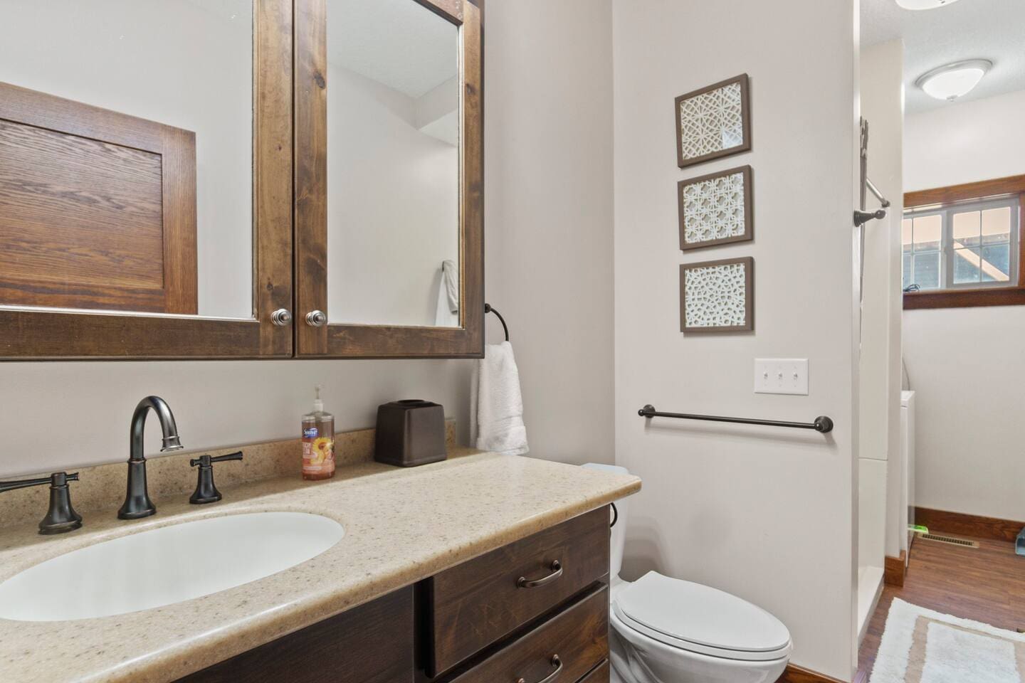 Full bathroom with modern fixtures, including a spacious shower or tub, sink, and all the essentials for a comfortable stay.