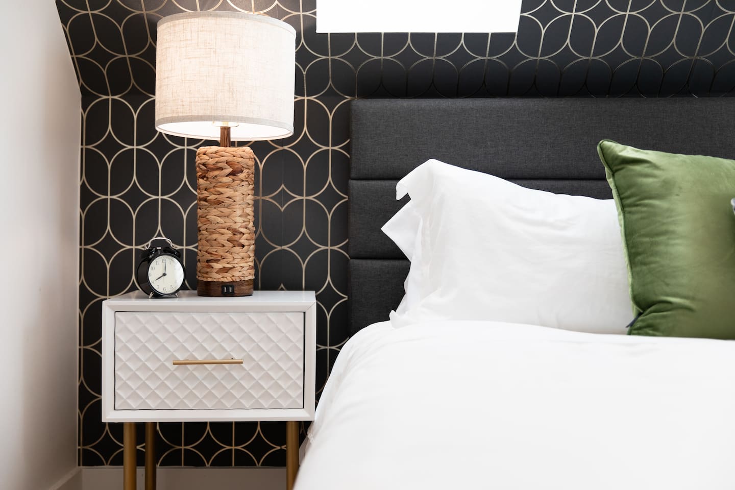 Bedside Table and Lamp