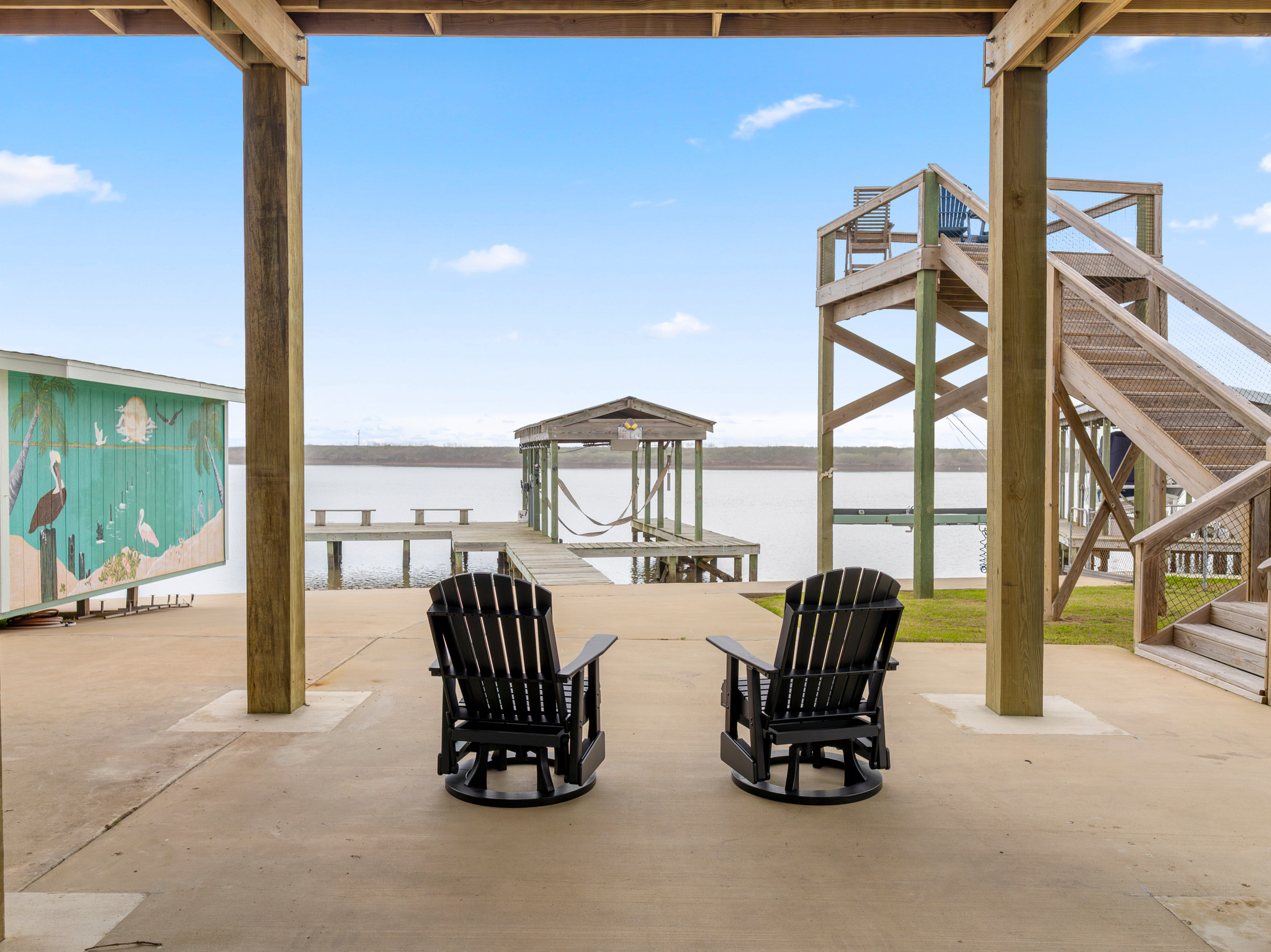 Sitting area under home with ICW/gulf views