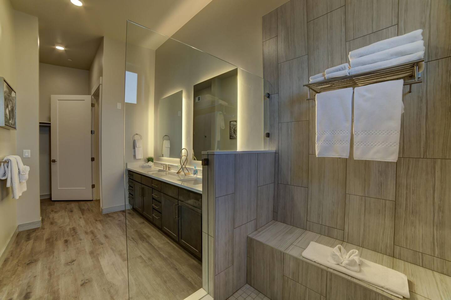 Master bathroom with large shower