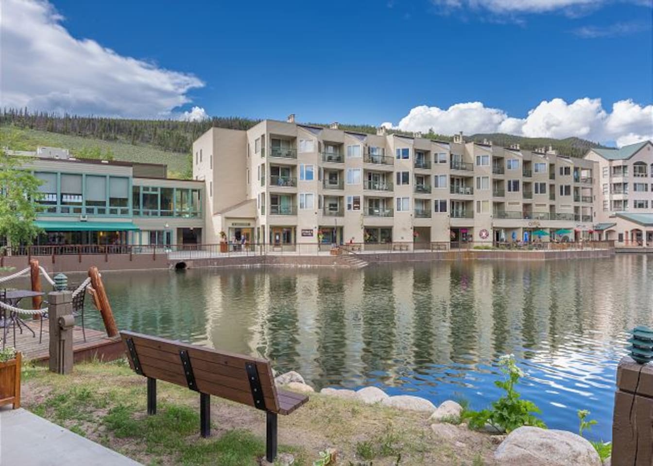 A nice view from the lake overlooking the Lakeside Complex. 