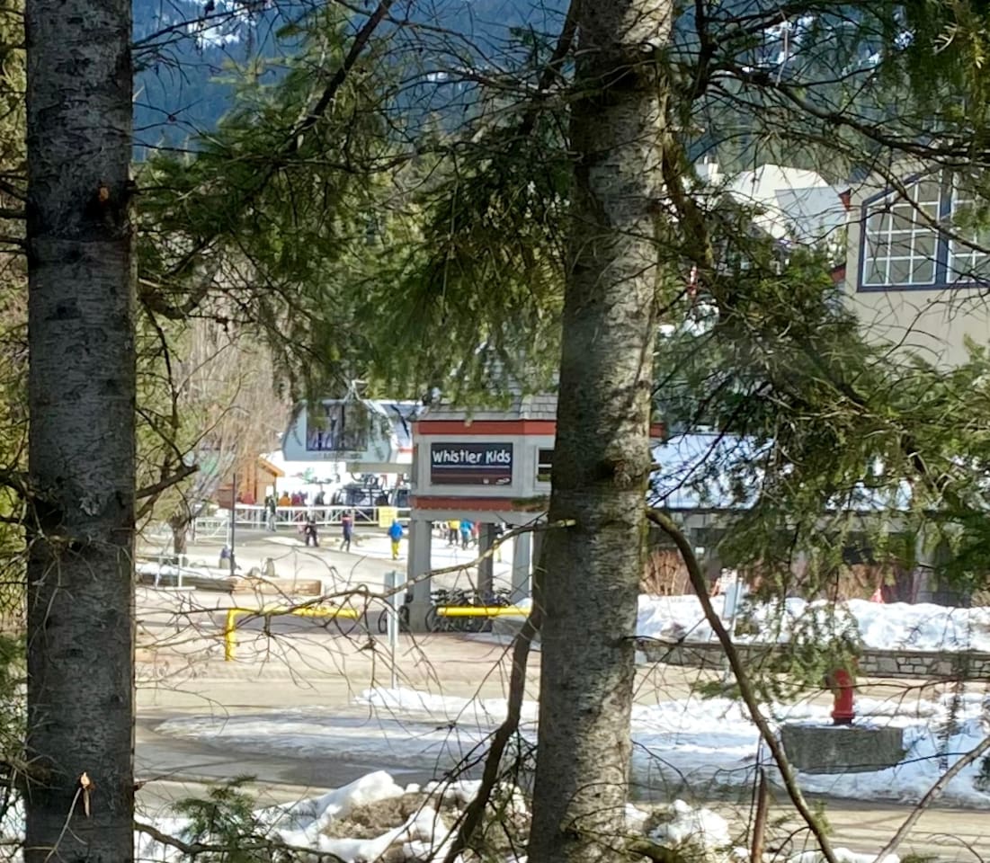 View of Blackcomb Gondola from top floor bedroom window. You can check lineups and conditions from the comfort of your bed. These are 
 "Front Row" seats to the best ski and mountain bike resort in North American. 