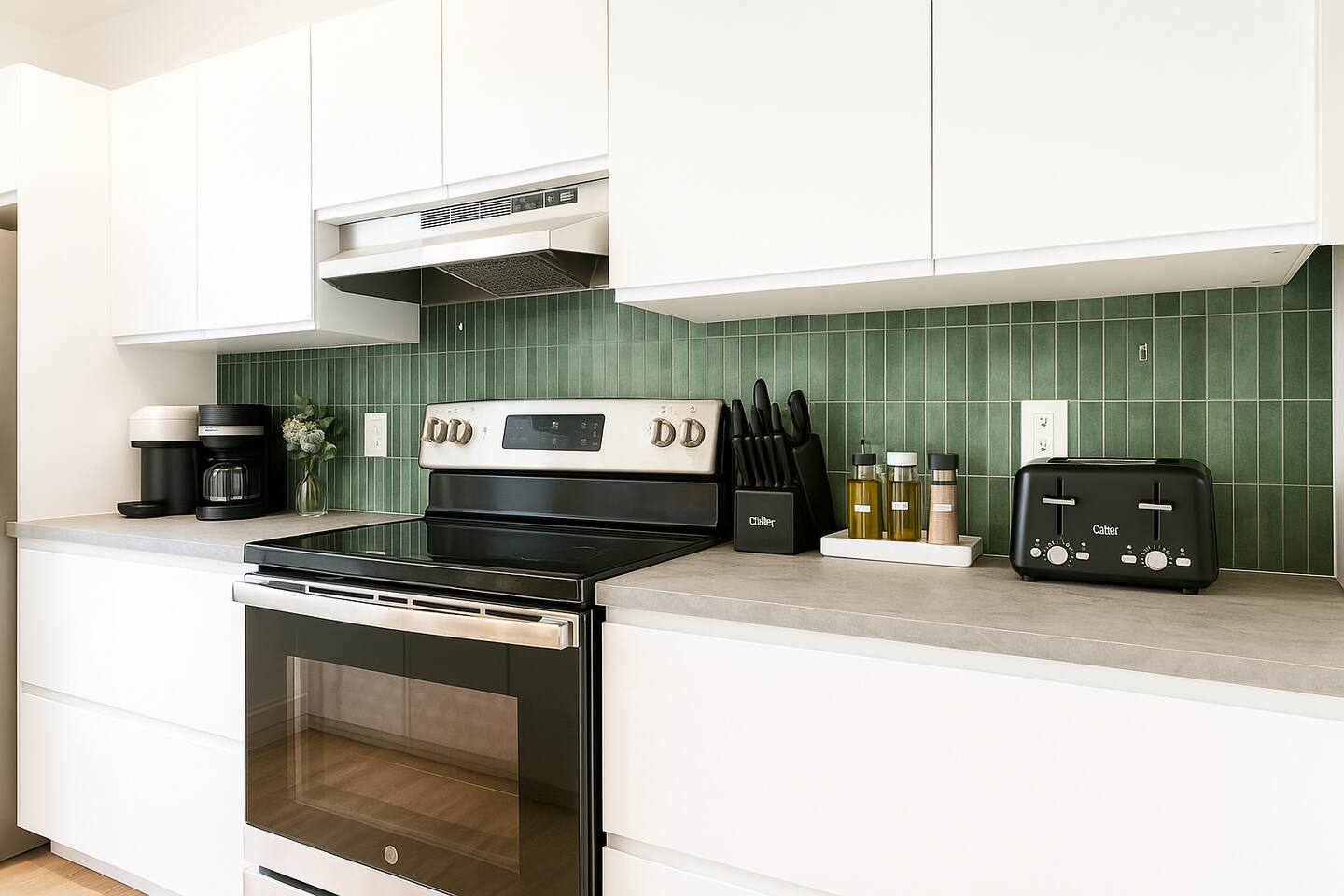 Cuisine entièrement équipé (four, frigidaire, lave-vaisselle, micro-onde, cafetière) et tout le nécessaire pour cuisiner.

Nous sommes à finaliser la rénovation entière du condo et celui-ci sera entièrement meublé et décoré pour votre séjour :)