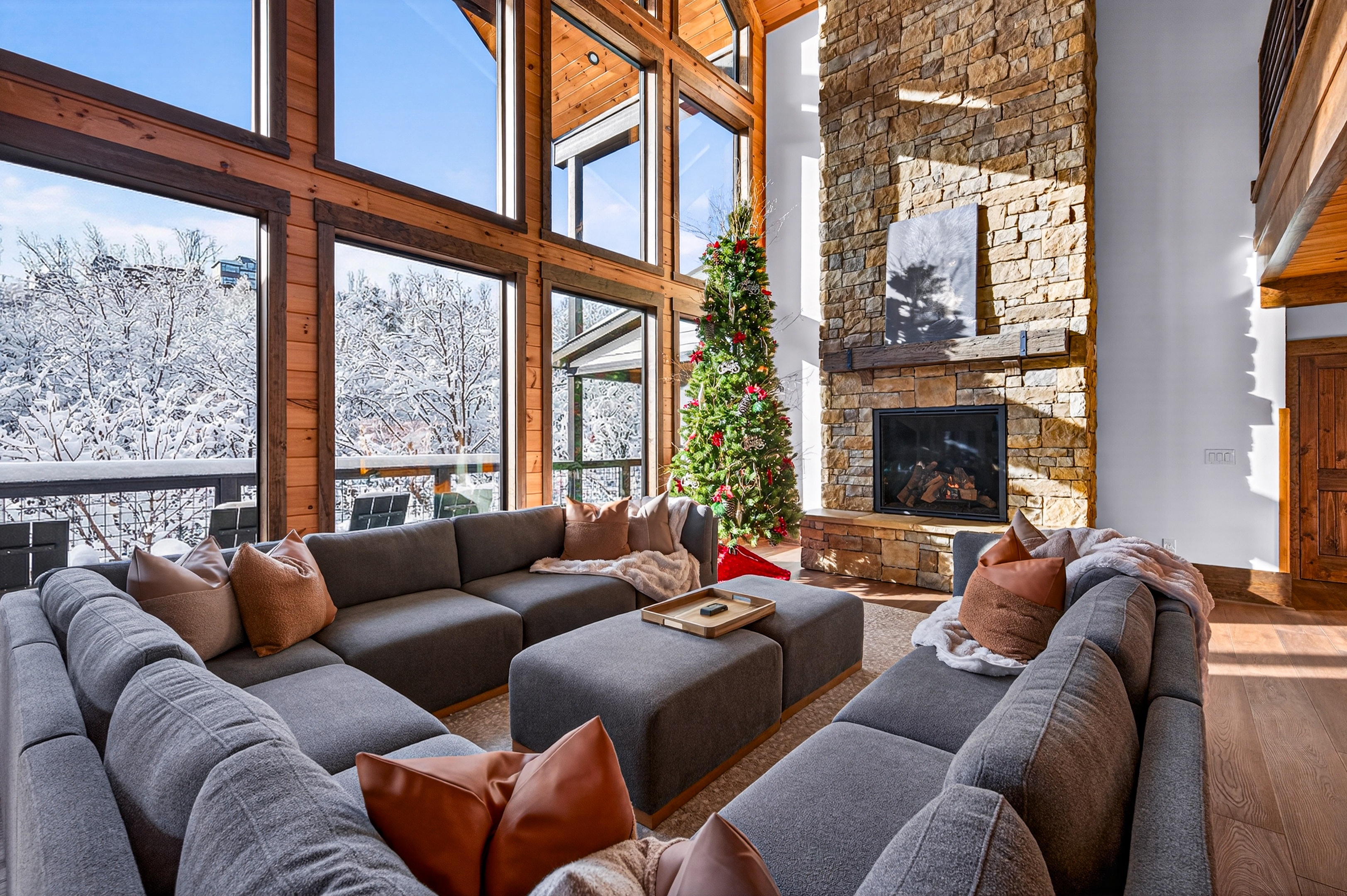 Gather around the twinkling Christmas tree and enjoy the warmth of the Smokies. This inviting living space is the perfect backdrop for holiday memories, family traditions, and cozy winter evenings.