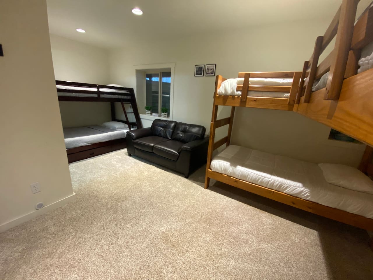 Basement bedroom with gaming couch 