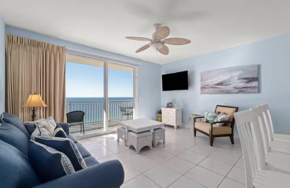 Living area with water view