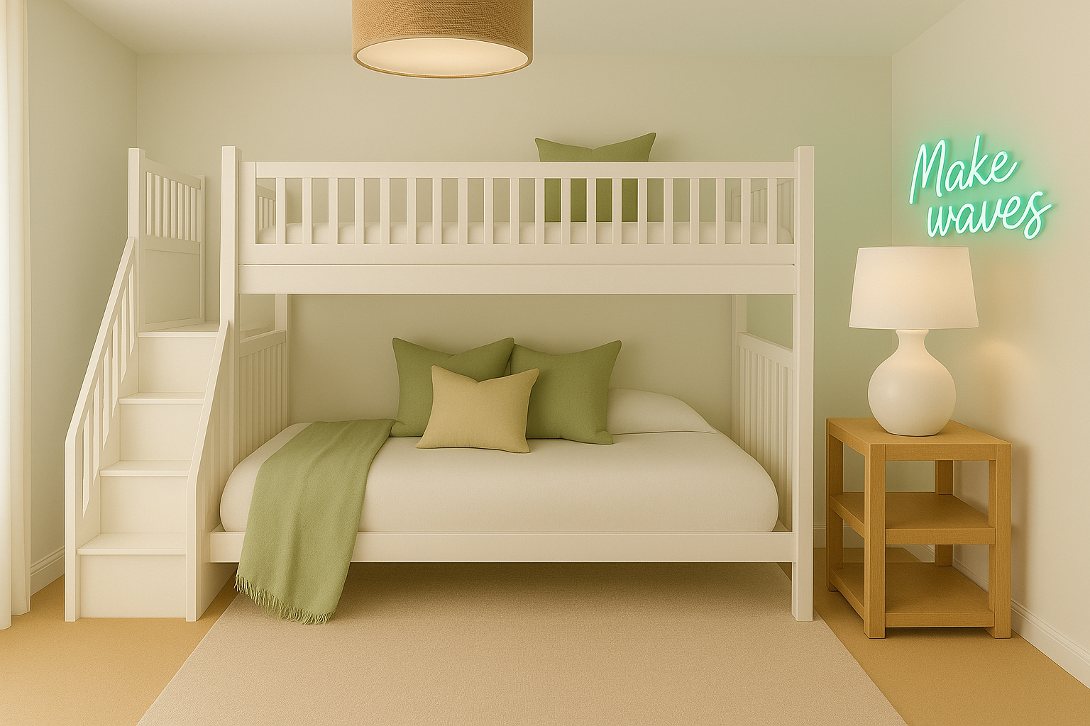 Cozy up in this twin bunk bed, perfect for kids or teens to relax, recharge, and make memories