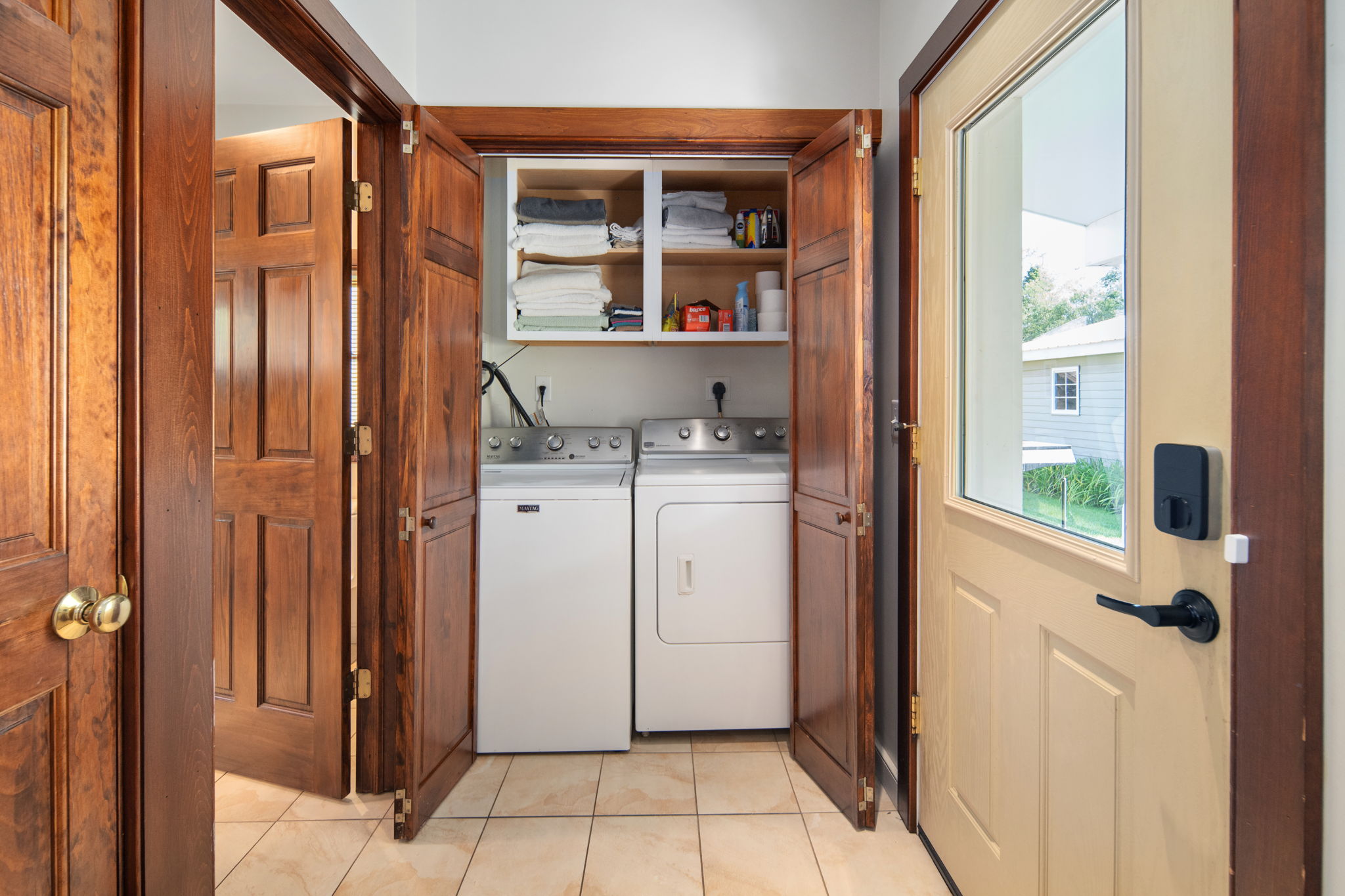 An in-home washer and dryer make it easy to keep up with laundry during your stay.