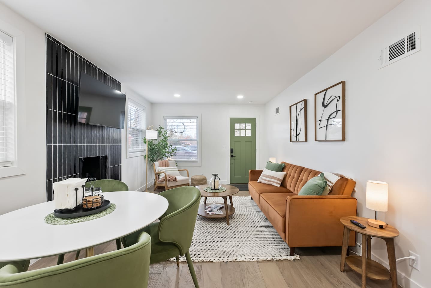 Plenty of seating and BONUS-the couch opens into a bed for added sleeping space.