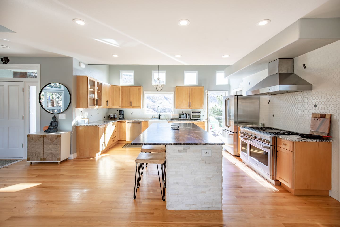 Bright and open, this kitchen is flooded with natural light, creating a welcoming space for cooking, dining, and gathering with family or friends.