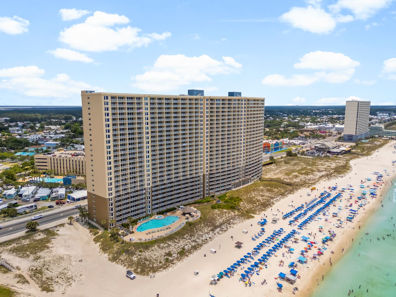 Steps from the sand and surf! Soak up the sunshine at this stunning beachfront resort in Panama City Beach—your perfect escape with breathtaking Gulf views, beach service, and a pool just outside your door.