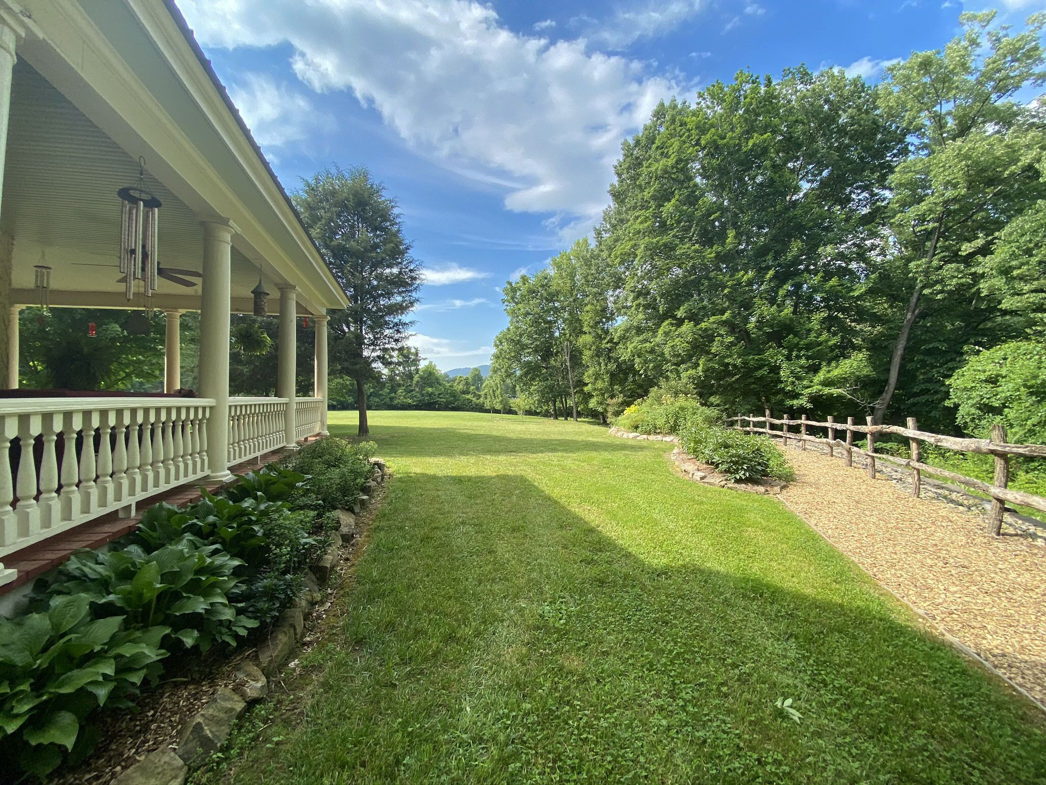 Side lawn beside the porch