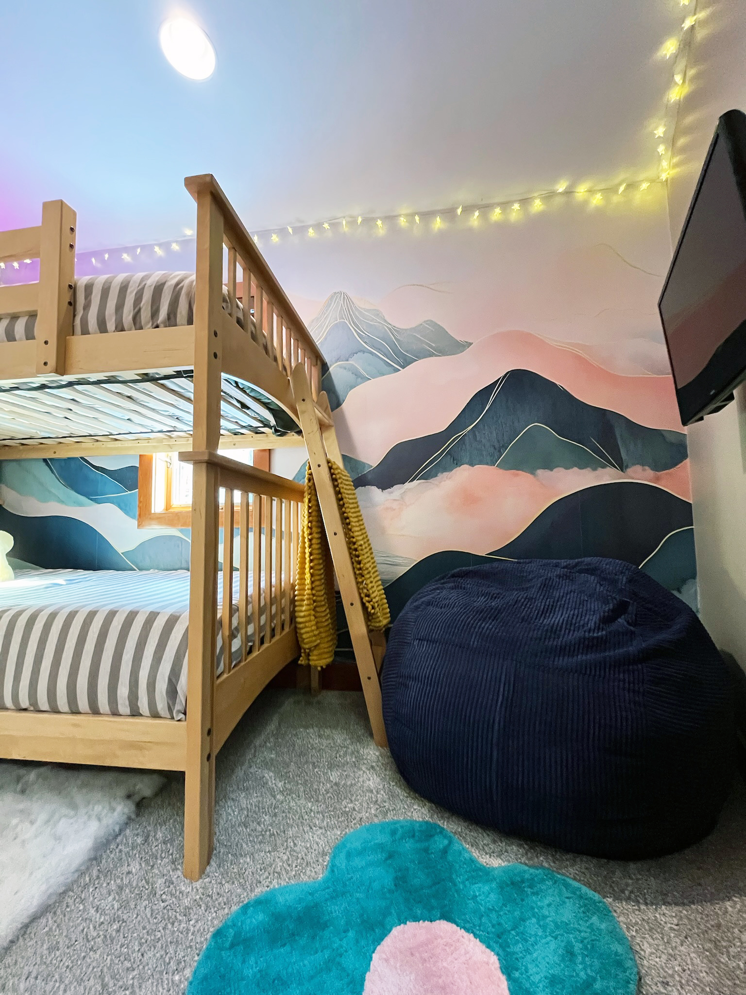 Kids Bunk Room + Full Size Bean Bag Chair