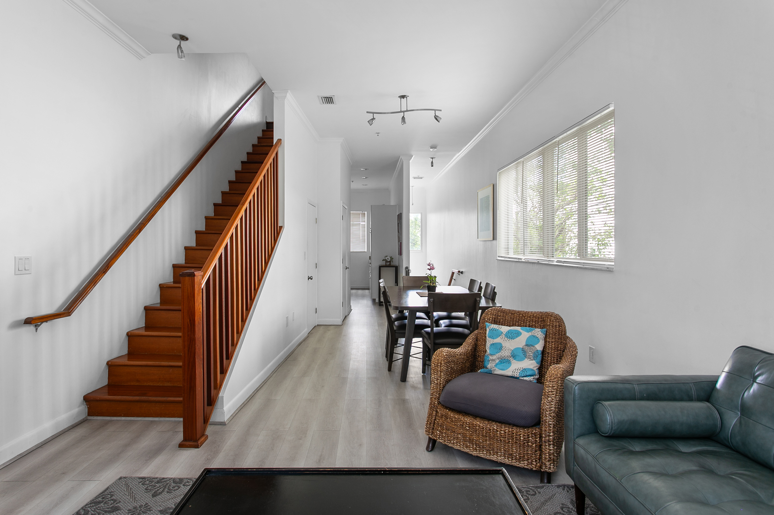 Living, dining, and kitchen on one open floor