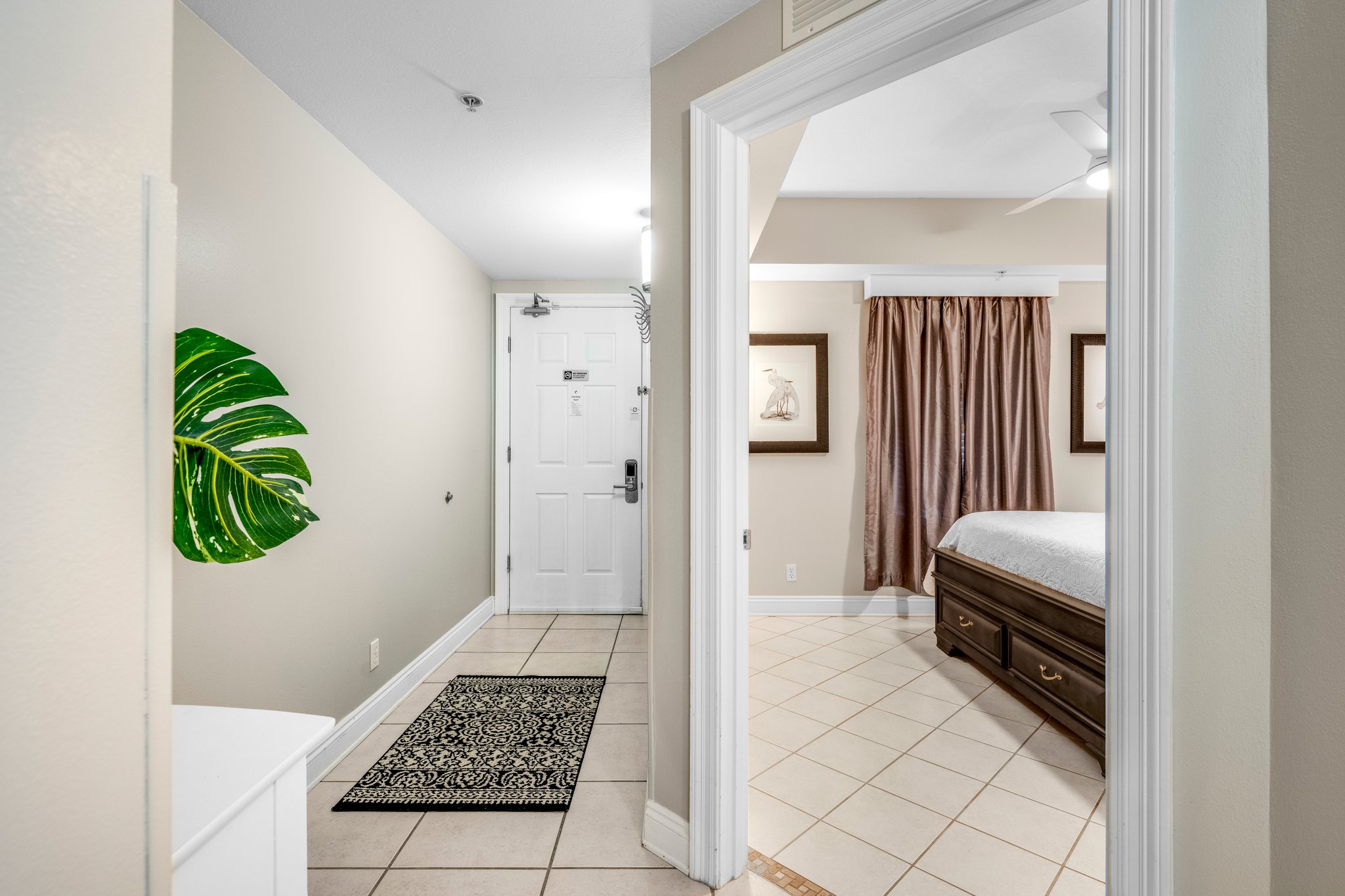 Entry door and bedroom