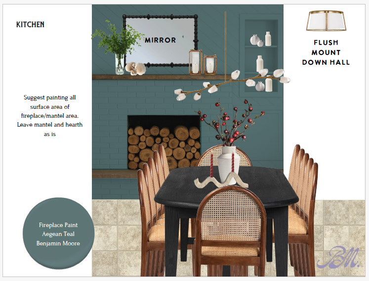 Refreshed dining room w/ a new table & chairs for shared meals.