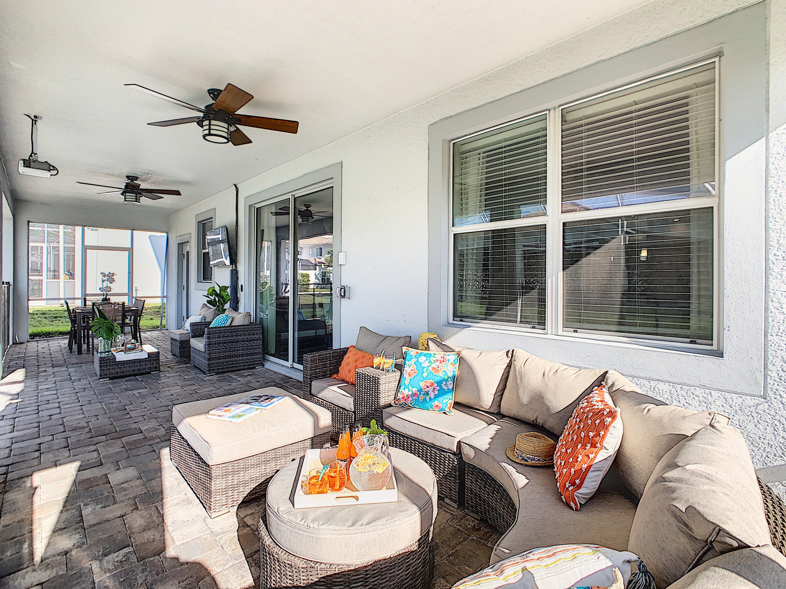 Covered Lanai-Plenty Of Seating-TV-Ceiling Fans