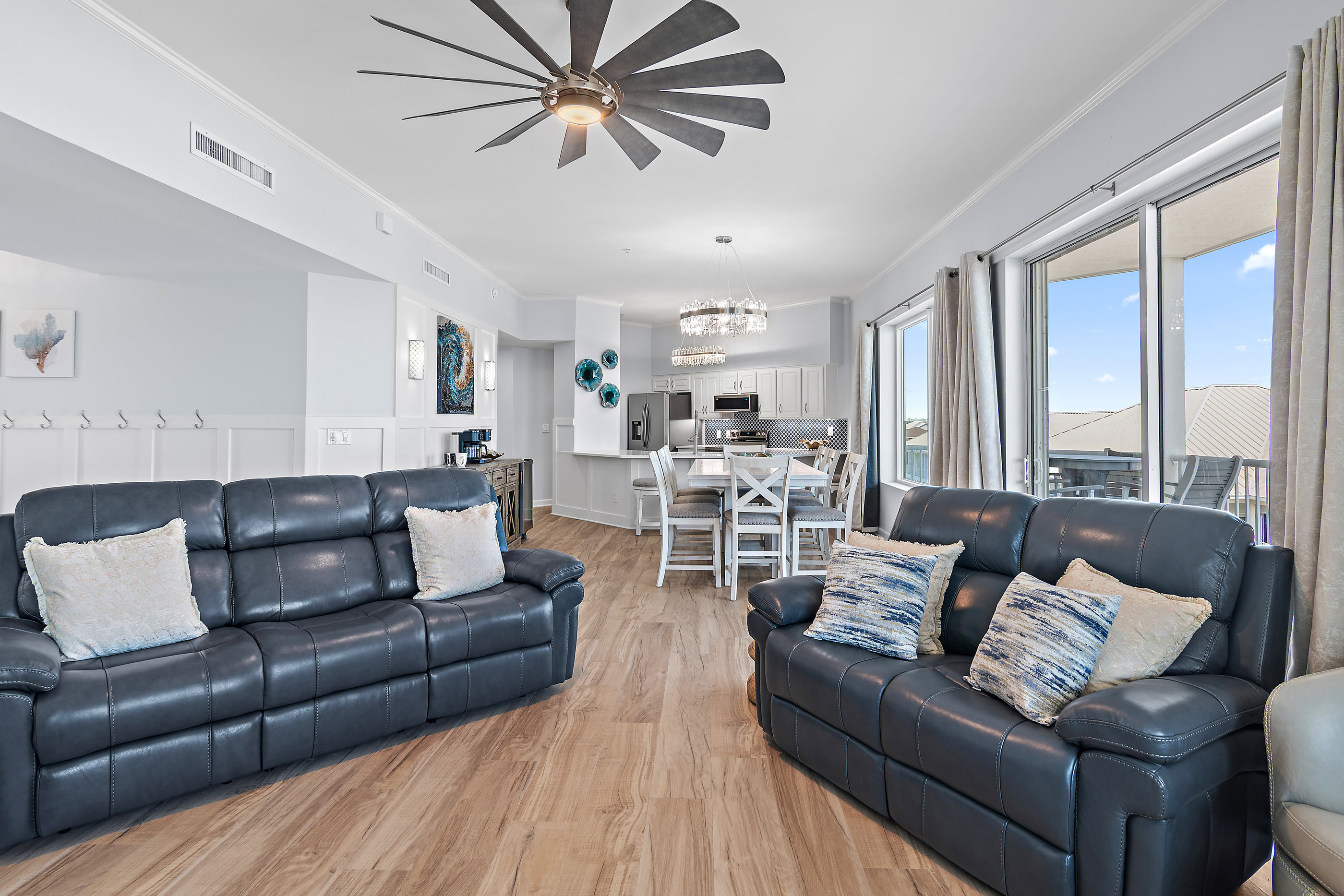 Living room with plush seating and Smart TV
