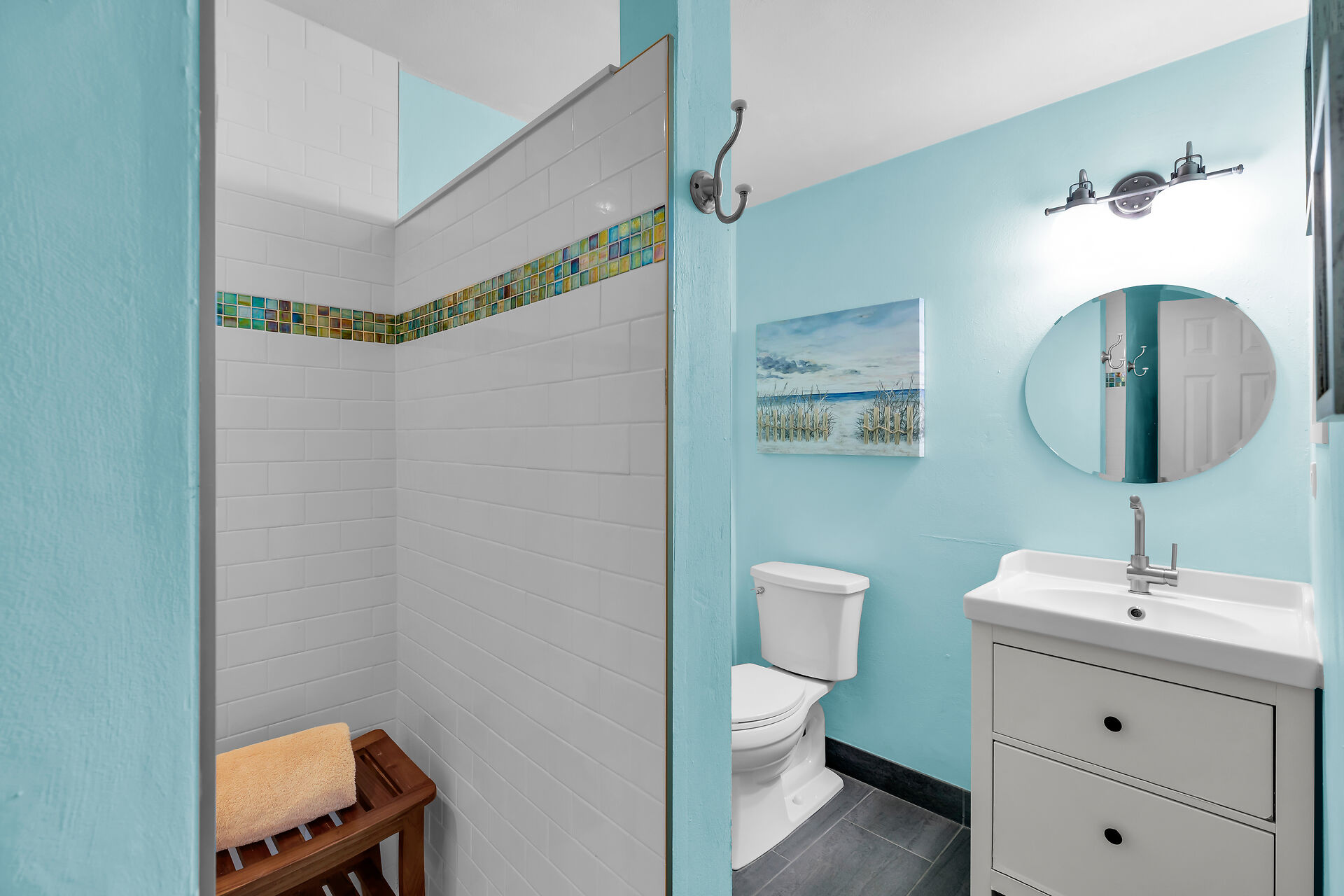 Downstairs full bath with large walk-in shower