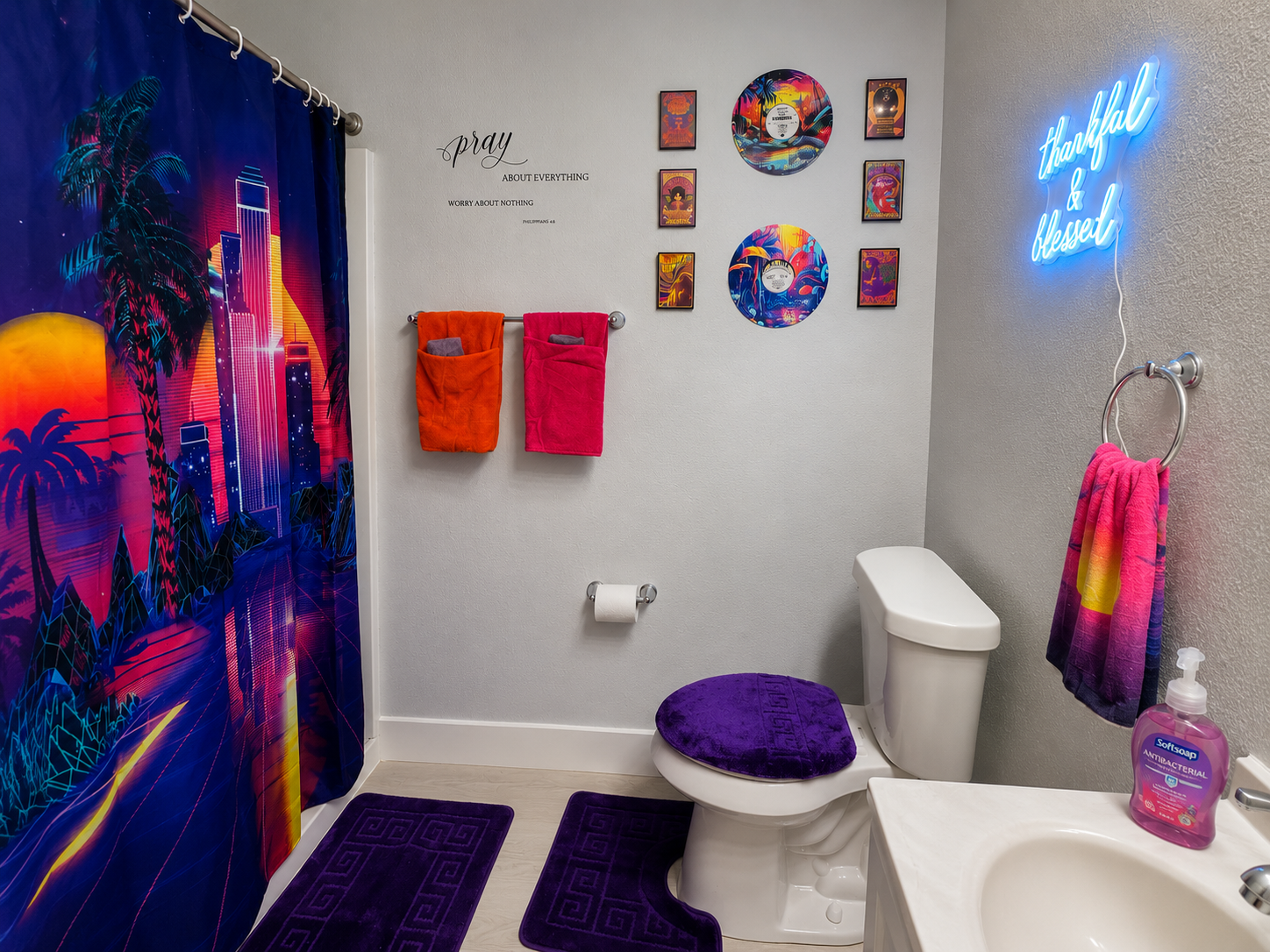 the full bathroom has a bidet installed inside the toilet