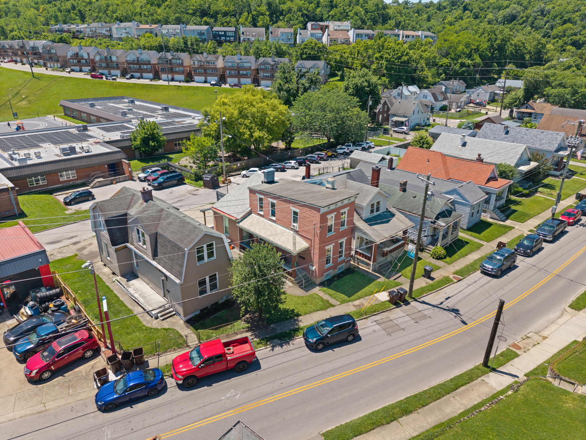 Bird’s-eye aerial overview of the Highland Pike neighborhood and surrounding community