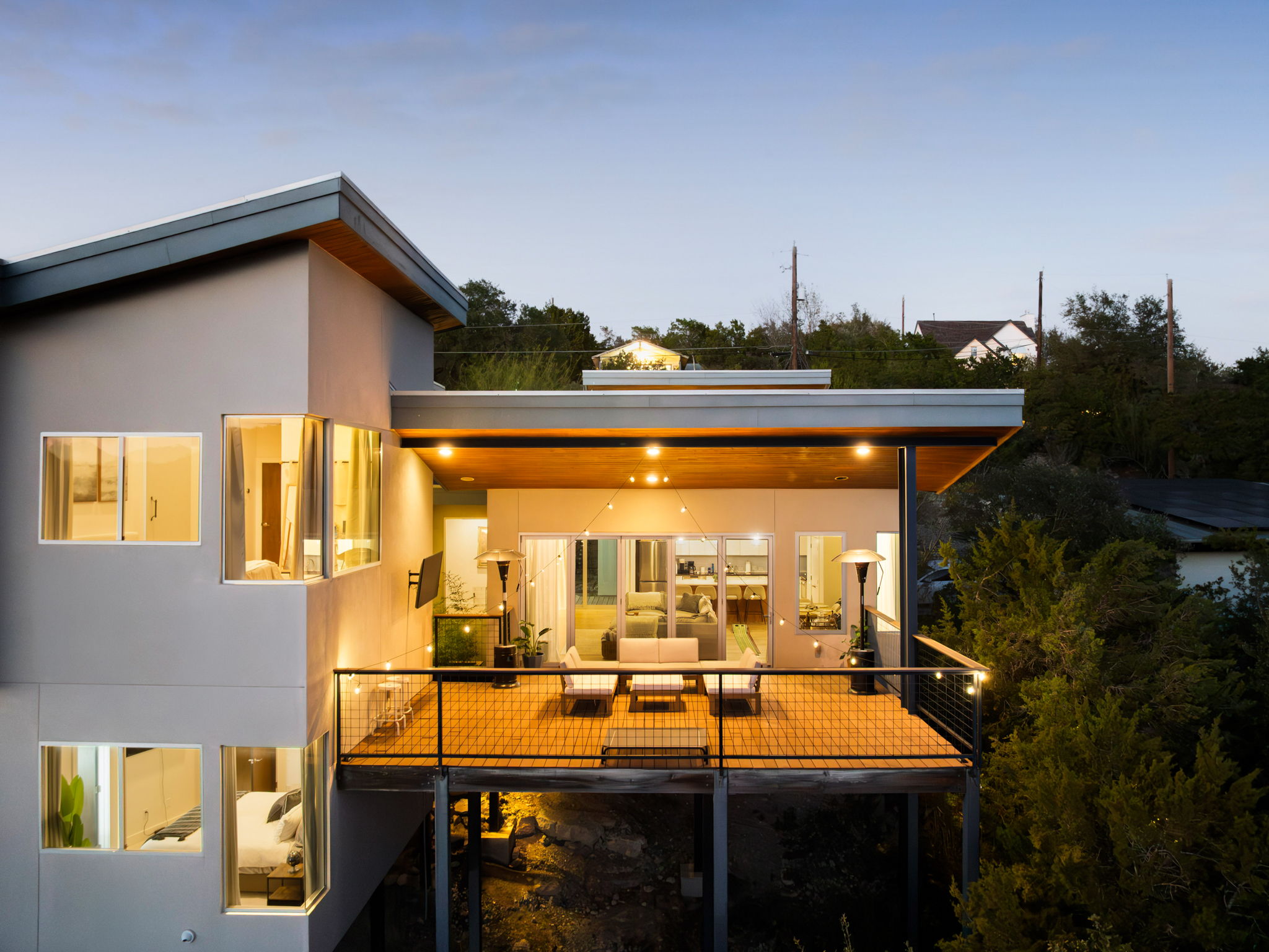 Elevated balcony with comfortable seating and peaceful views