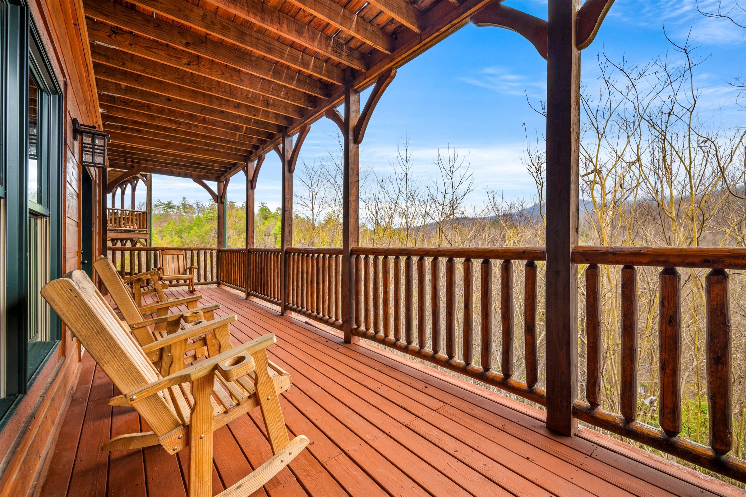 Enjoy the fresh mountain air on the lower deck near the arcade 