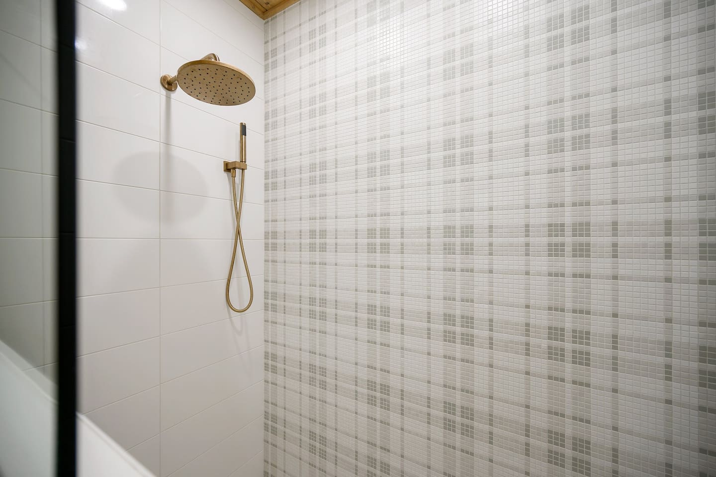 Clean lines, warm water, and a tile design worth swooning over.